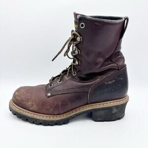 Carolina Elm 8" Brown Logger Boots #1821 Mens Size 10 ASTM Safety Steel Toe